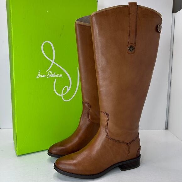 Sam Edelman Penny 2 Knee High Leather Boots Side Zip Whiskey Women's 7M/37 NWB - Picture 3 of 10
